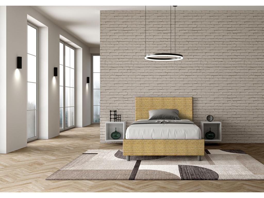 Lit 1 place et demi avec sommier rembourré 120x200 tissu Calmetop 3 jaune Calmetop 87179EFUS