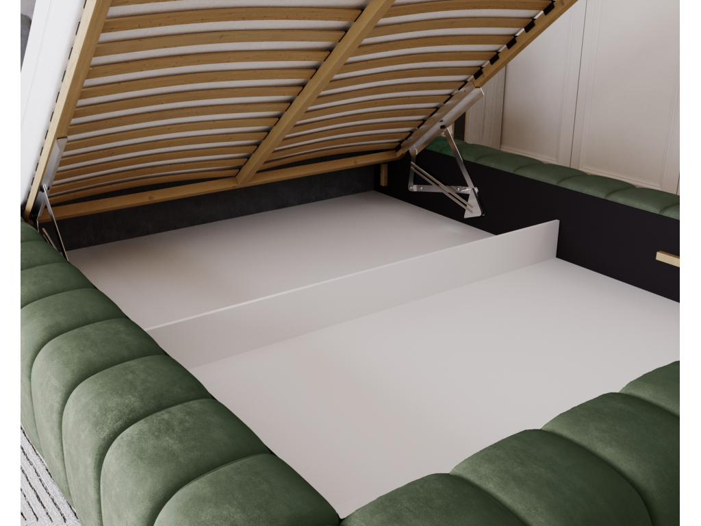 Nidchicshop Lit avec Rangement 140x200cm Como Lit capitonné Lit adulte - Mousse épaisse tissu Velvet Vert Nidchicshop 11 54026VMOG