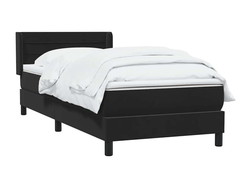 Sommier à Calmetop de lit avec matelas noir 90x210 cm velours 23555MQKA
