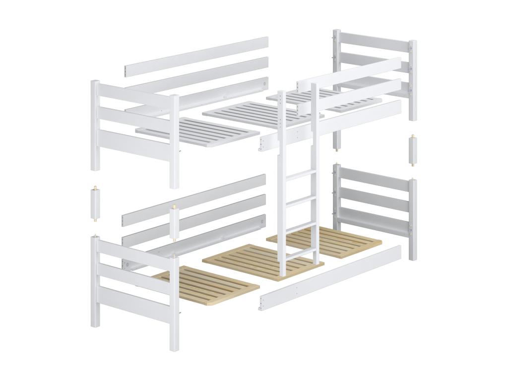 Lit superposé en bois - avec tiroir pour matelas N01 Gris 120x180 41241IDJY