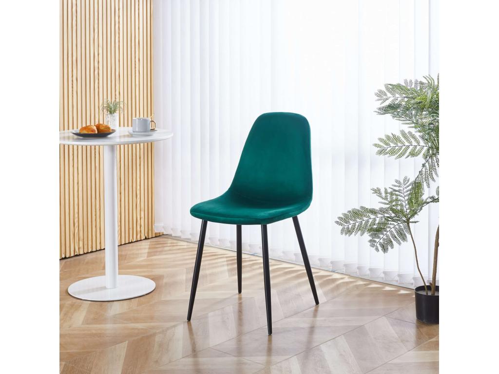 Lot de 4 chaises scandinaves confortables en velours et métal - Vert 46889PYVT