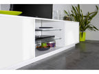 Meuble TV Bohometop Buffet bas de salon avec 2 portes Base pour meuble TV Made in Italy 180x41h46 cm Blanc brillant 23351UVOV
