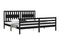 Cadre de lit avec tête de lit noir 200x200 bois massif 20458HMQL