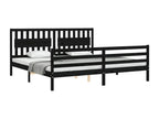 Cadre de lit avec tête de lit noir 200x200 bois massif 20458HMQL