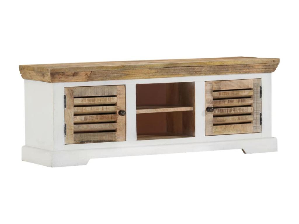 Meuble TV 110x30x40 cm Bois massif de manguier 64627OFWB