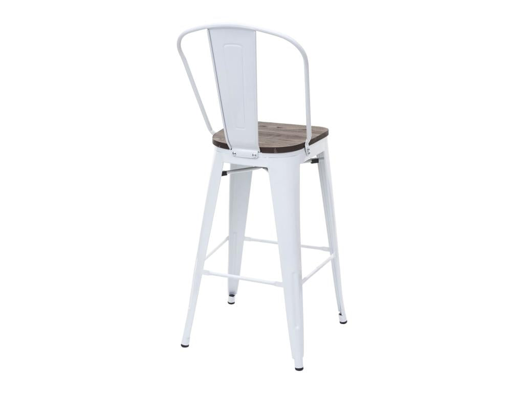Tabouret Nidchicshop-A73 avec siège en bois et dossier métal style industriel - blanc 09797TEZL