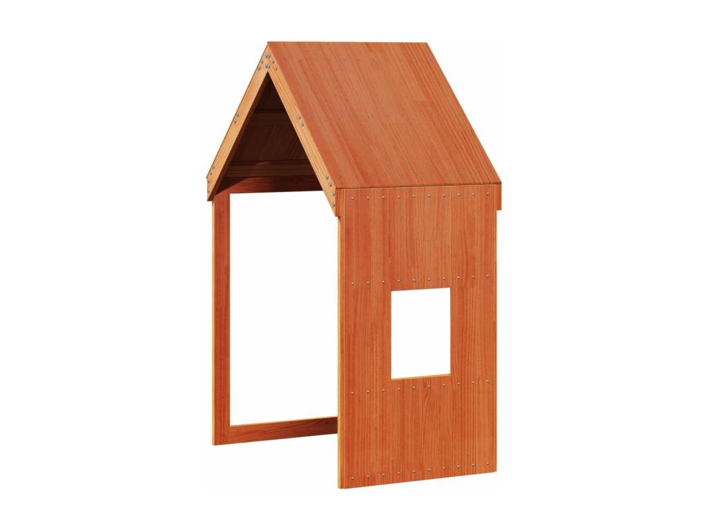 Lit haut avec toit cire marron 80x200 cm bois de pin massif 41849TCWX