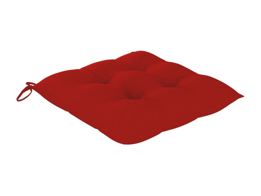 Chaises de jardin et coussins rouge lot de 4 Bois teck massif 61309RFTS