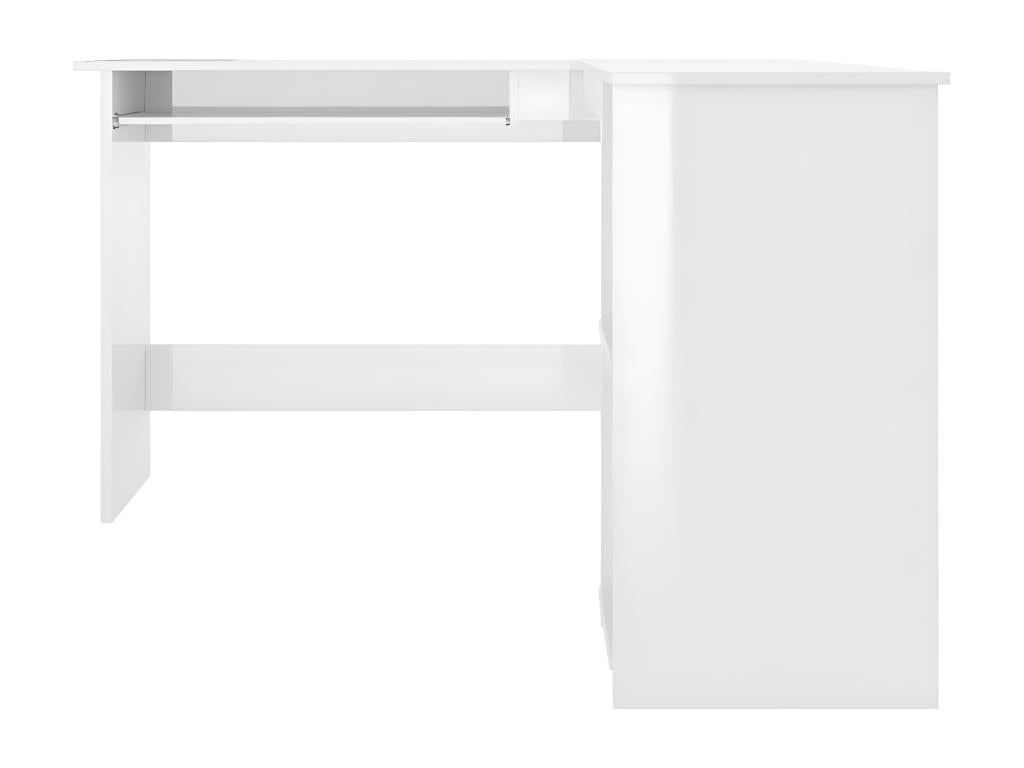 Bureau d'angle forme de L Blanc brillant 120x140x75cm Aggloméré 24314BHMU