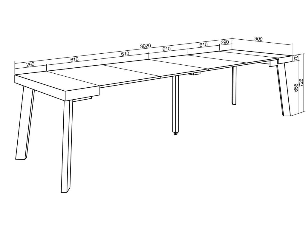 Table console extensible 300 Pour 14 personnes Pieds en bois 68504LPLL