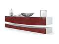 Meuble TV Avec Socle Blanc et bordeaux Haute Brillance 178 x Variable X 39 Cm 00229HKQX