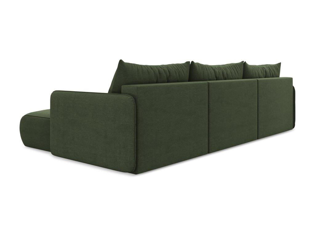 Canapé d'angle panoramique convertible en tissu texturé - olive - Nidchicshop 10264XQDH