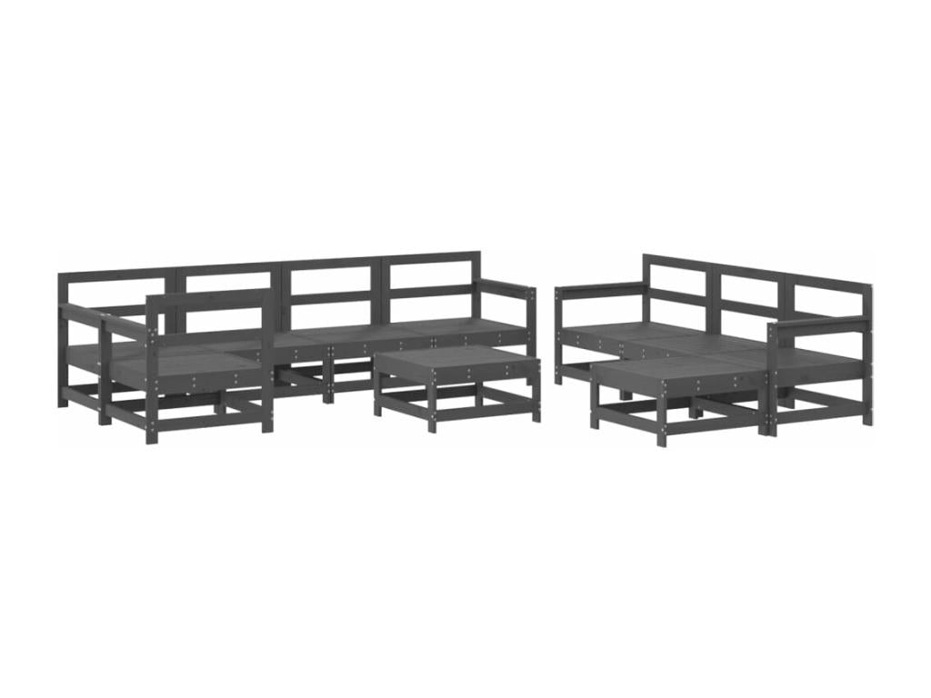 Salon de jardin 10 pcs Gris Bois de pin massif 42916LZOS