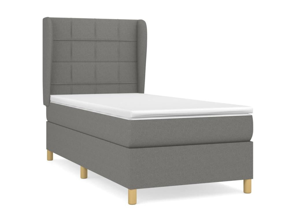 Lit à sommier tapissier et matelas Gris foncé 90x190 cm Tissu 84852VCNA