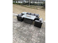 5 Places Meubles de jardin en rotin ave Table de foyer à gaz canapé Table d'appoint MéCalmetop gris foncé 60856QKMF