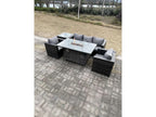 5 Places Meubles de jardin en rotin ave Table de foyer à gaz canapé Table d'appoint MéCalmetop gris foncé 60856QKMF