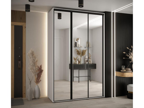 ARMOIRE Nidchicshop 2 À PORTES COULISSANTES 235.2/150/60 3 portes Blanc/Blanc/Noir 37076TKZF
