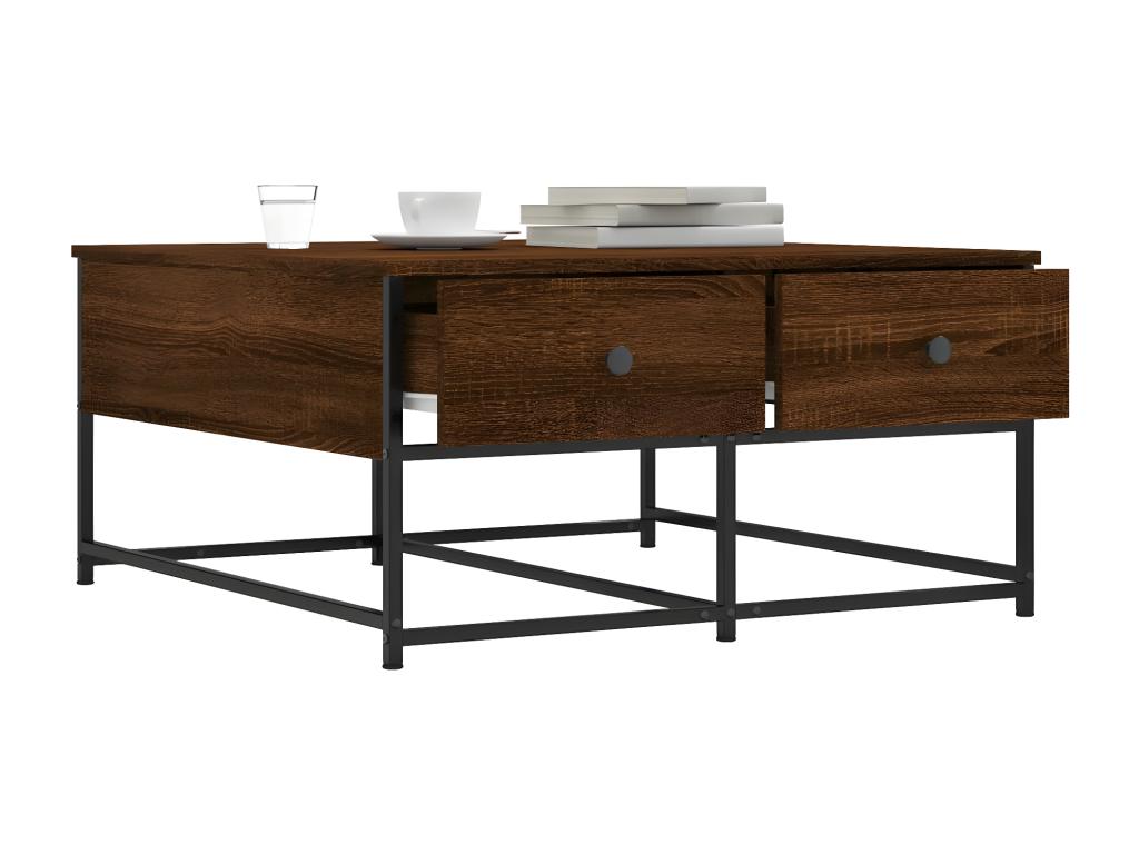 Table basse chêne marron 80x80x40 cm bois d'ingénierie 92286WSNS