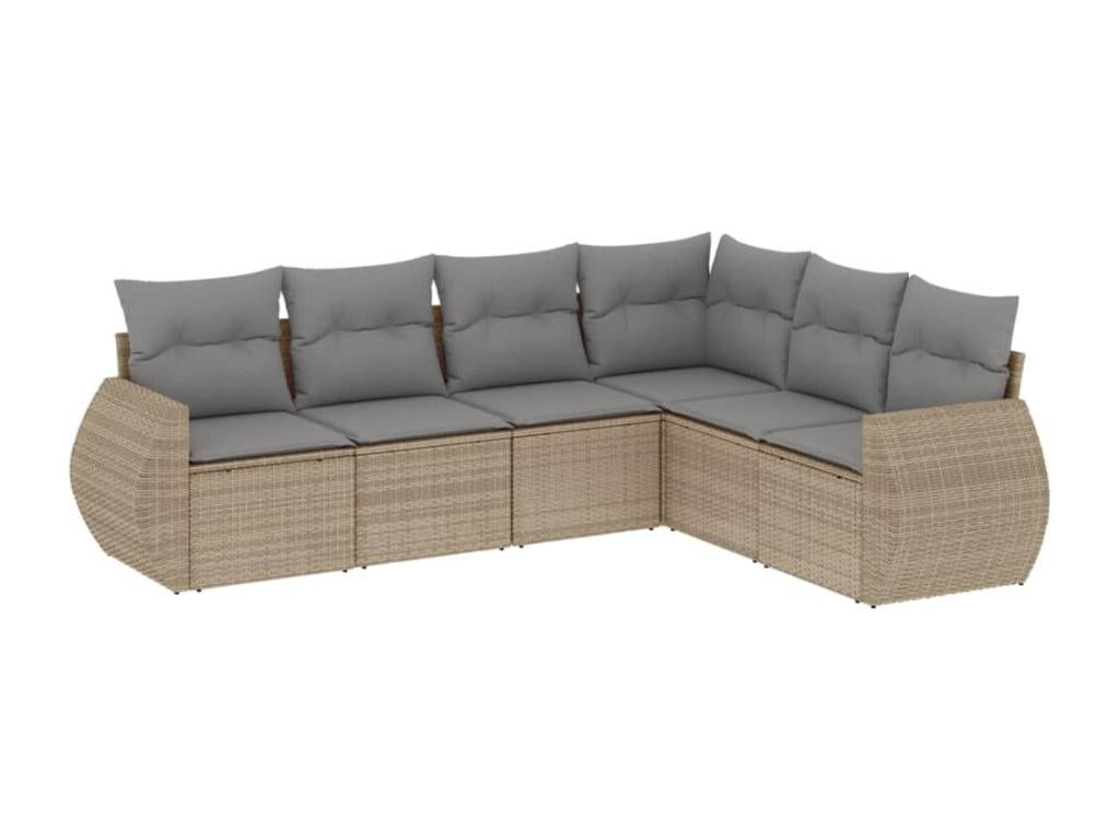 Salon de jardin avec coussins 6 pièces beige résine tressée 06452DUEY