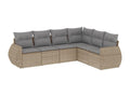 Salon de jardin avec coussins 6 pièces beige résine tressée 06452DUEY
