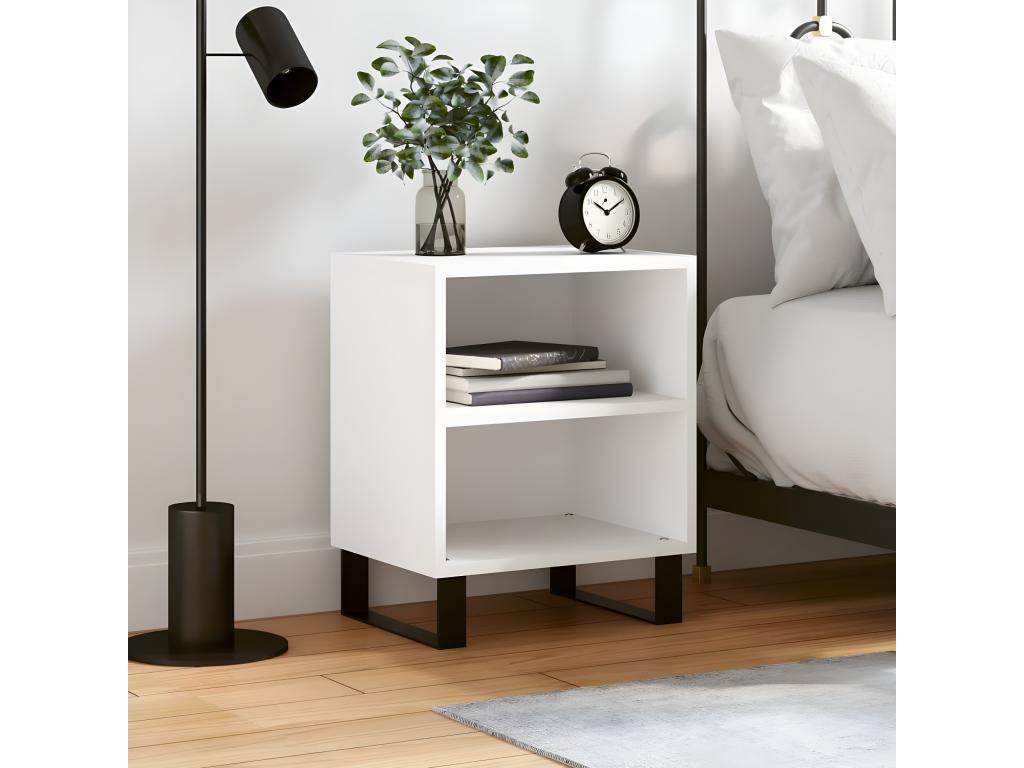 Table de chevet blanc 40x30x50 cm bois d'ingénierie 53785KNXQ