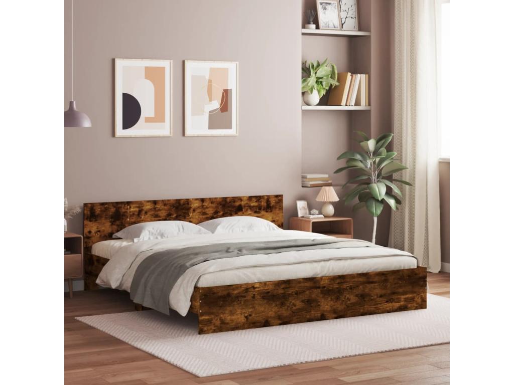 Cadre de lit sans matelas chêne fumé 180x200 cm 43882GBXX