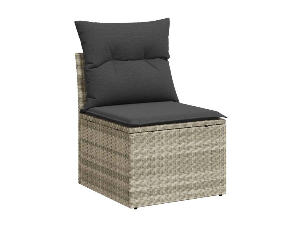 Salon de jardin 9 pcs avec coussins gris clair résine tressée 91549NSSM