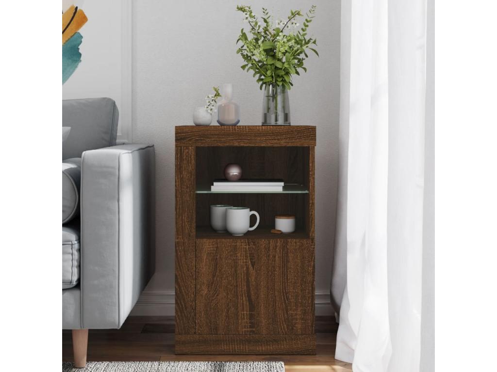 Armoire latérale avec Calmetop LED chêne marron bois ingénierie 11131TSEF