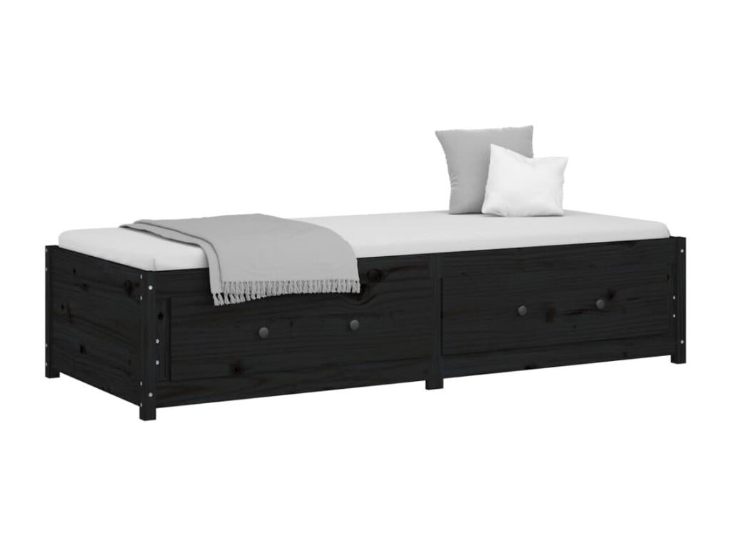 Lit de jour Noir 75x190 Petit simple Bois de pin massif 05378XHUC