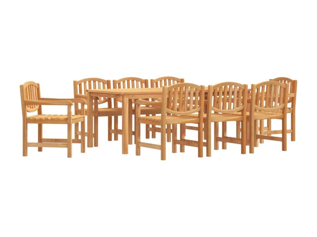 Ensemble à dîner de jardin 9 pièces Bois de teck solide 95207FZQO