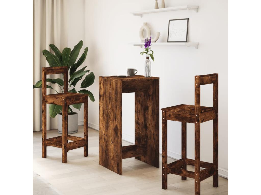 Table de bar chêne fumé 51x50x103.5 cm bois d'ingénierie 71280DGST