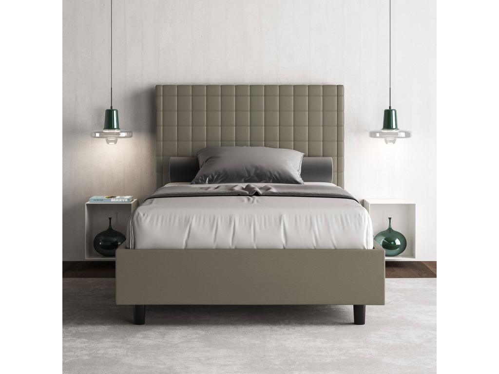 Lit 1 place et demi sans sommier rembourré 120x210 similicuir cappuccino Nidchicshop 94482IRFM