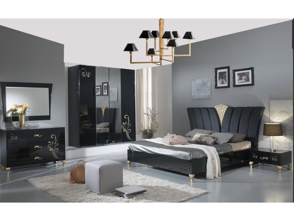 Chevet 1 tiroir design bois laqué noir et doré Nidchicshop 60cm 62949XREB