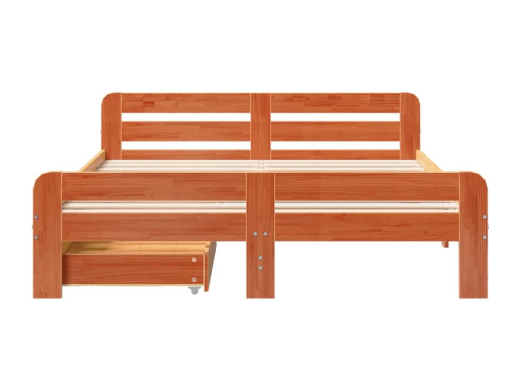 Cadre de lit sans matelas cire marron 140x200cm bois pin massif 06253QVAB