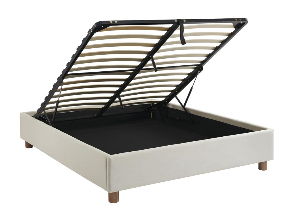 Calmetop - Lit coffre en tissu lin 140x190cm - Beige 86490QPDI