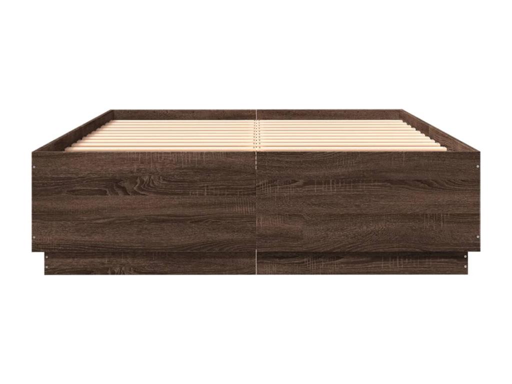 Cadre de lit avec Nidchicshopères LED chêne marron 120x200 cm 26494BXHY