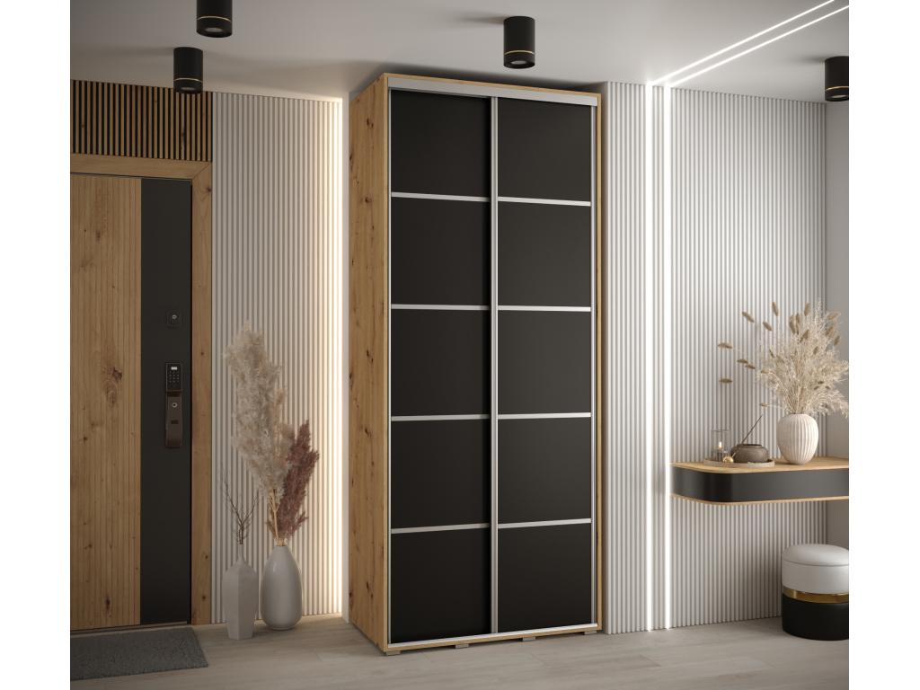 ARMOIRE Calmetop 4 À PORTES COULISSANTES 235.2/120/60 2 portes Calmetop/Noir/Argent 60422BARA