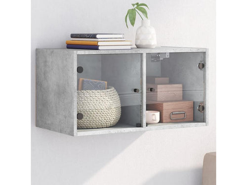 Armoire murale avec portes en verre gris béton 68.5x37x35 24049EOHT
