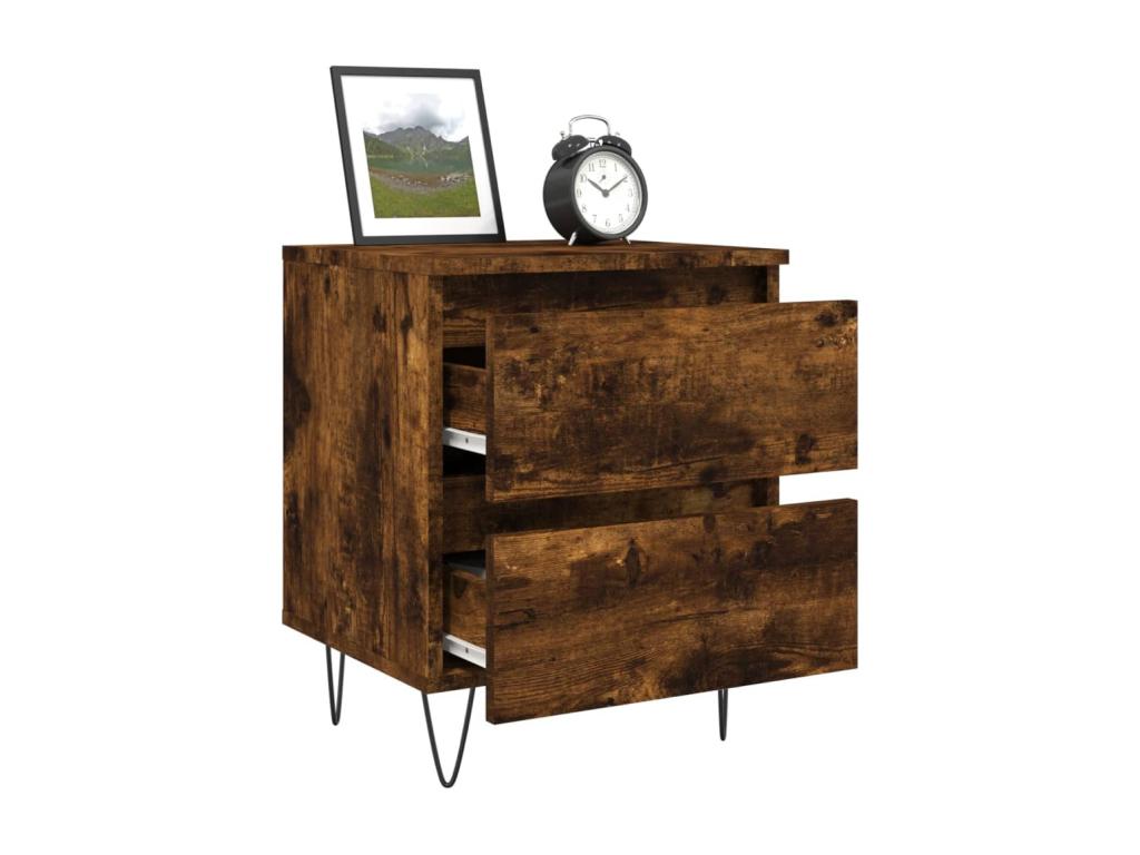 Tables de chevet 2 pcs chêne fumé 40x35x50 bois ingénierie 26211LONF