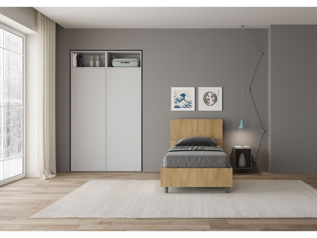 Lit sans sommier 80x190 Tête de lit inclinée Bohometop chêne 76824JFOY