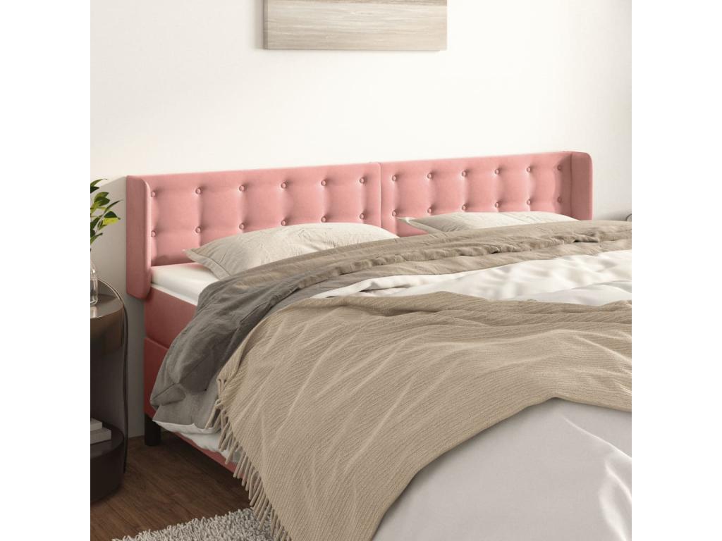 Tête de lit avec oreilles Rose 163x16x78/88 cm Velours 13979XHFH