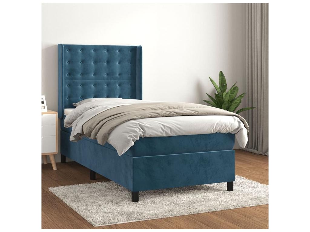 Sommier à Calmetop de lit et matelas Bleu foncé 80x200 Velours 42163TVVC