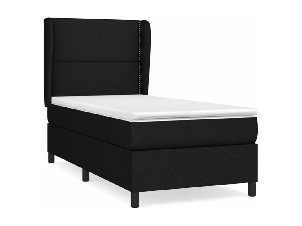 Sommier à Calmetop de lit avec matelas Noir 100x200 Tissu 04668ENAF