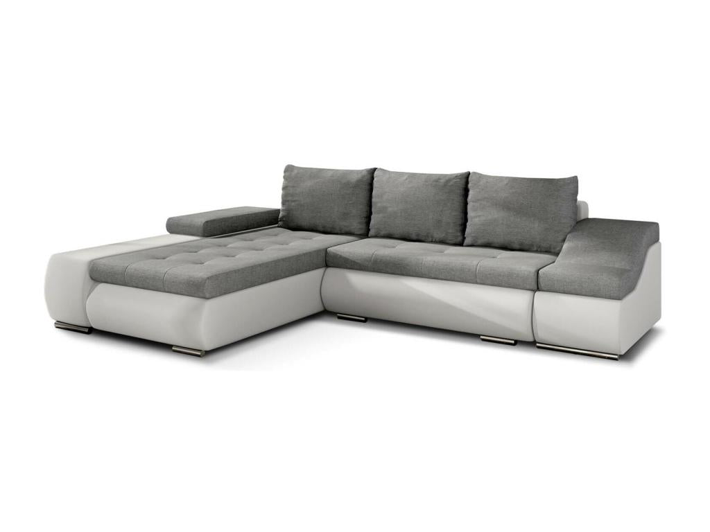 Canapé d'angle gauche convertible Nidchicshop Gris et Blanc 68185VVEO