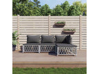 Salon de jardin 4 pièces avec coussins blanc acier 85814JMHQ