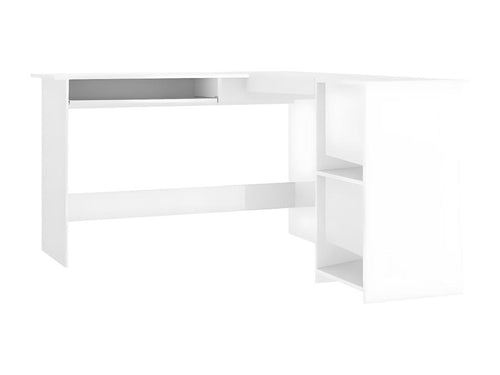 Bureau d'angle forme de L Blanc brillant 120x140x75cm Aggloméré 24314BHMU
