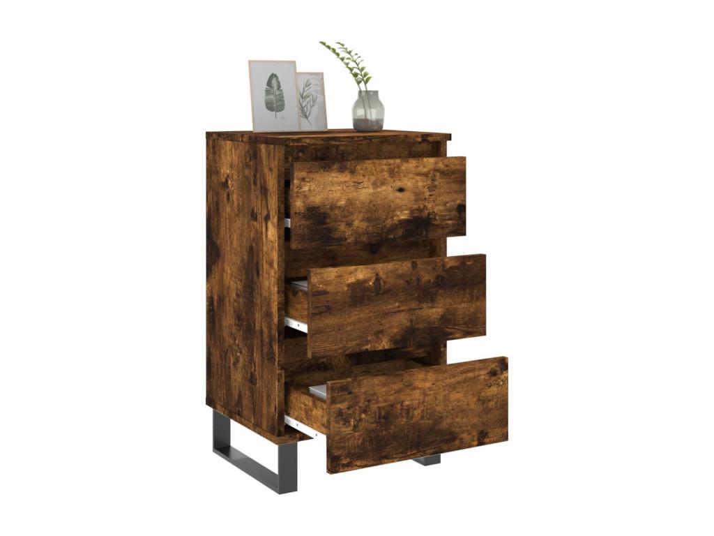 Tables de chevet 2 pièces chêne fumé 40x35x69 cm bois ingénierie 97057BWID