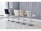 Tabouret capitonné velours et pied chromé Calmetop - Lot de 2-Couleur Gris clair 83340JWYO