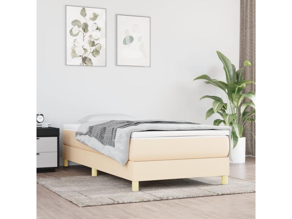 Lit à sommier tapissier avec matelas Crème 100x200 cm Tissu 87365HWRJ
