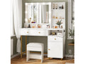 Coiffeuse avec Miroir LED et Tabouret - 115L x 40P x 140H cm - 3 Modes d'Éclairage - Blanc 24408JGRM